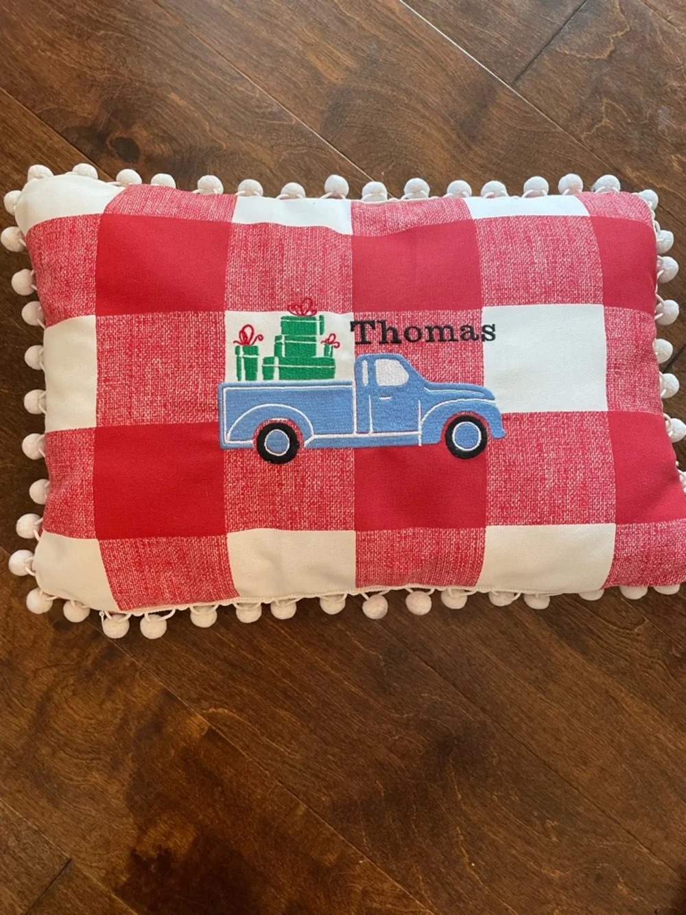 Custom made ‘Thomas’ monogrammed Christmas pillow